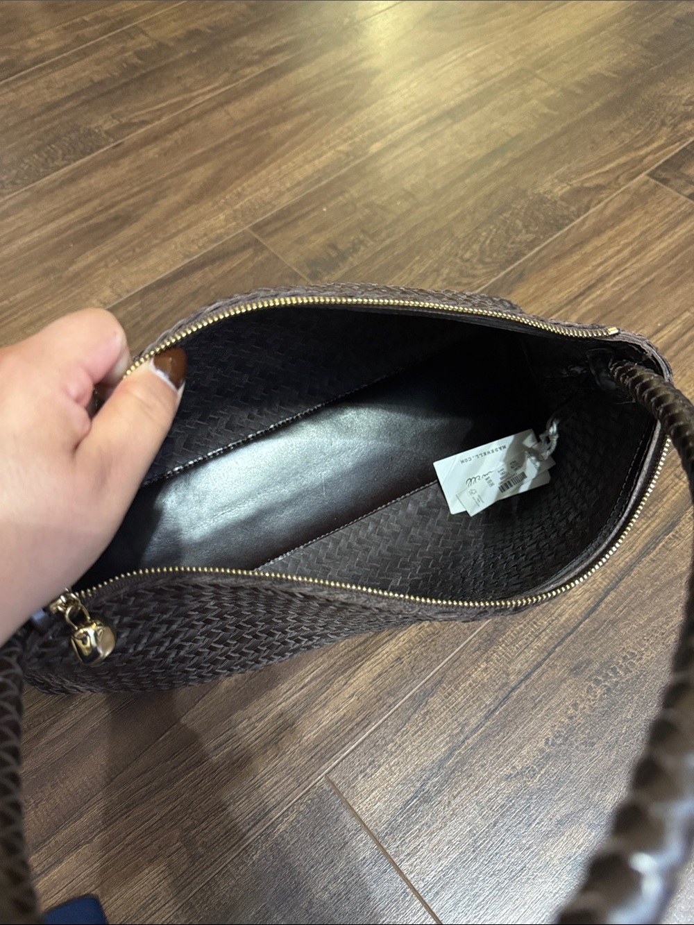 NWT Madewell The Signature Woven Zip Top Shoulder Bag in Coffee Bean - Picture 7 of 12